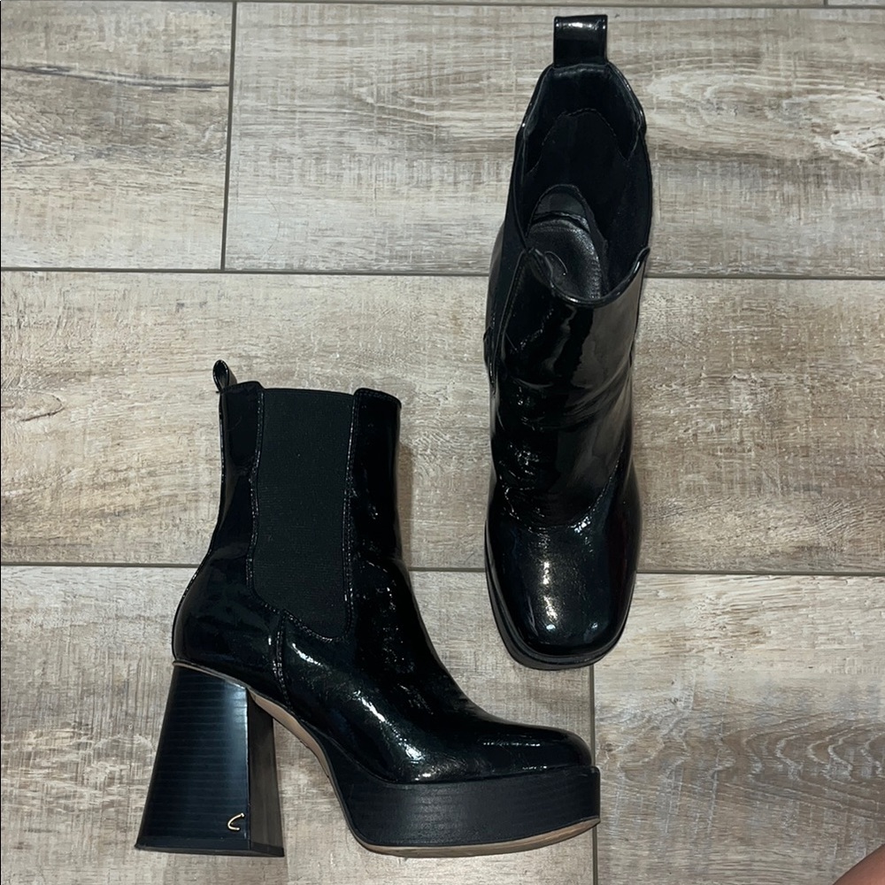 Black Patent Leather Women's Ankle Boots